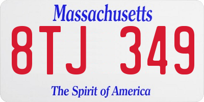 MA license plate 8TJ349