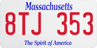 MA license plate 8TJ353