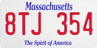 MA license plate 8TJ354