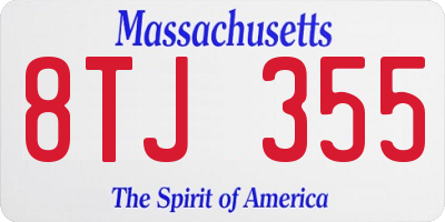 MA license plate 8TJ355
