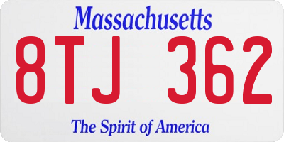MA license plate 8TJ362