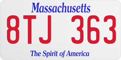 MA license plate 8TJ363