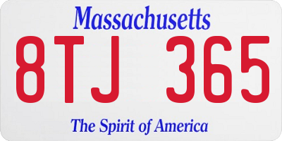 MA license plate 8TJ365