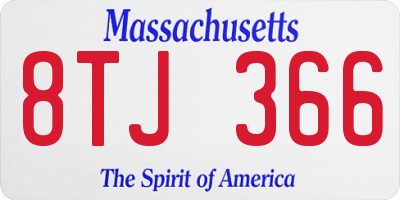 MA license plate 8TJ366