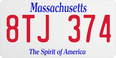 MA license plate 8TJ374