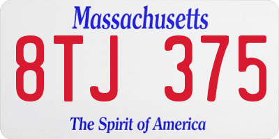 MA license plate 8TJ375