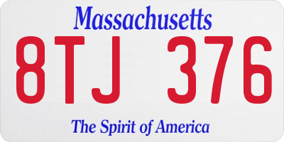 MA license plate 8TJ376