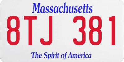 MA license plate 8TJ381