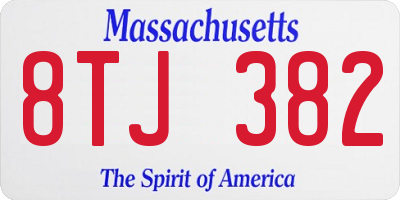 MA license plate 8TJ382