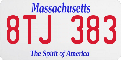 MA license plate 8TJ383