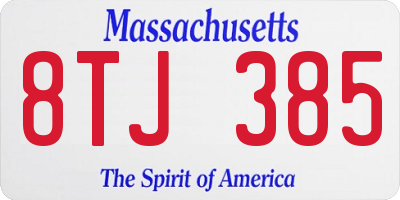 MA license plate 8TJ385