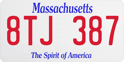 MA license plate 8TJ387