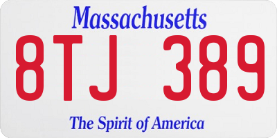 MA license plate 8TJ389