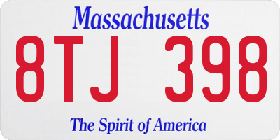 MA license plate 8TJ398