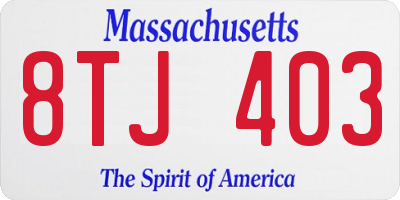 MA license plate 8TJ403