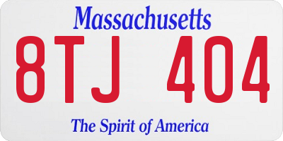 MA license plate 8TJ404