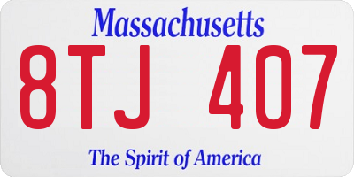 MA license plate 8TJ407