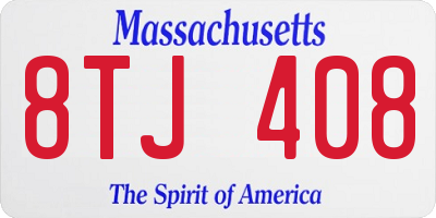 MA license plate 8TJ408