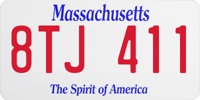 MA license plate 8TJ411