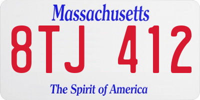 MA license plate 8TJ412