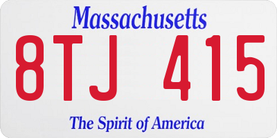 MA license plate 8TJ415