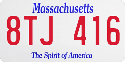 MA license plate 8TJ416