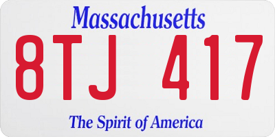 MA license plate 8TJ417