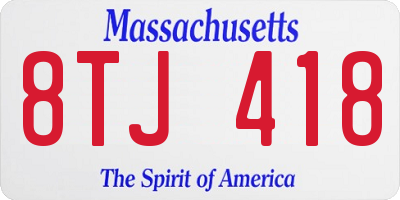 MA license plate 8TJ418