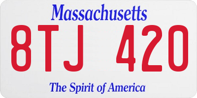 MA license plate 8TJ420