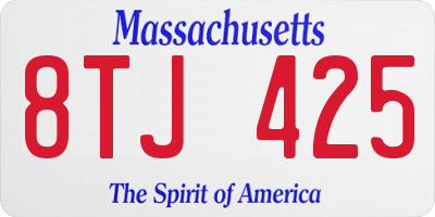 MA license plate 8TJ425