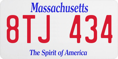 MA license plate 8TJ434