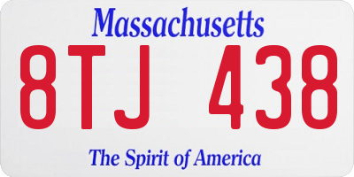 MA license plate 8TJ438