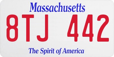 MA license plate 8TJ442