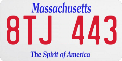 MA license plate 8TJ443