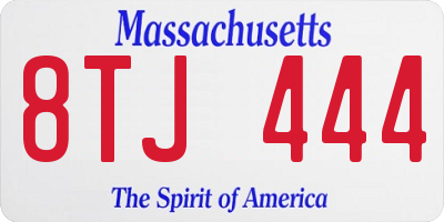MA license plate 8TJ444