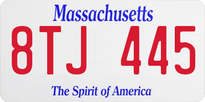 MA license plate 8TJ445