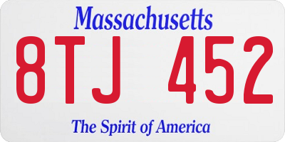 MA license plate 8TJ452