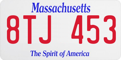 MA license plate 8TJ453