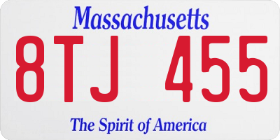 MA license plate 8TJ455
