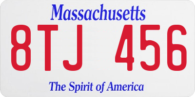 MA license plate 8TJ456