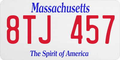 MA license plate 8TJ457