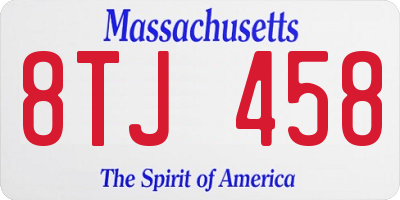 MA license plate 8TJ458