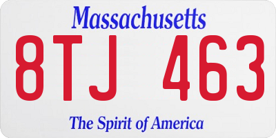 MA license plate 8TJ463