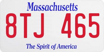 MA license plate 8TJ465