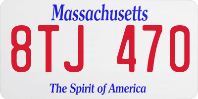 MA license plate 8TJ470