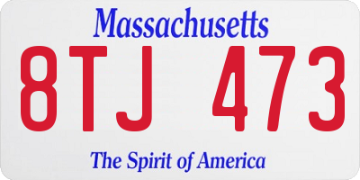 MA license plate 8TJ473
