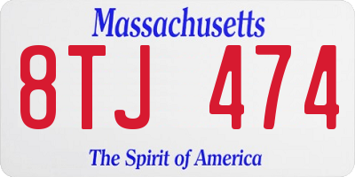 MA license plate 8TJ474
