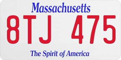 MA license plate 8TJ475