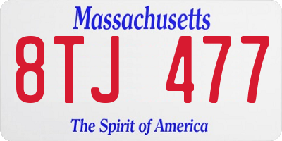 MA license plate 8TJ477