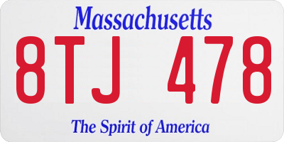 MA license plate 8TJ478